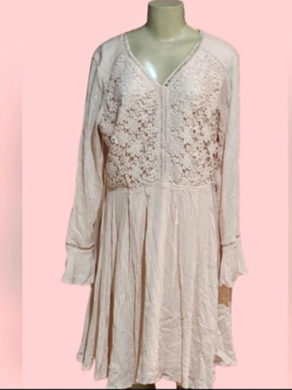 Blush/Pink Vintage Est. 1946 Lace Bodice Long Sleeve Dress Sz. 16- EUC - Picture 2 of 3